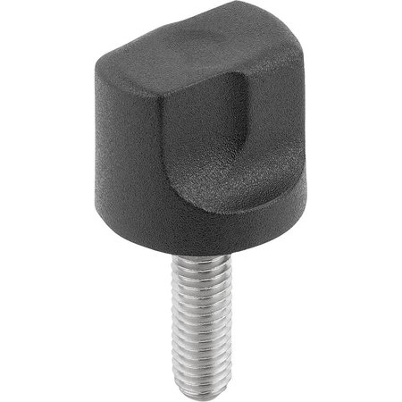 KIPP Grip Screw Size:3 D=M06X25 D1=25 H=22, 9, Form:L Thermoplastic, Black Ral7021, Comp:Stainless Steel,  K1126.3006X25
